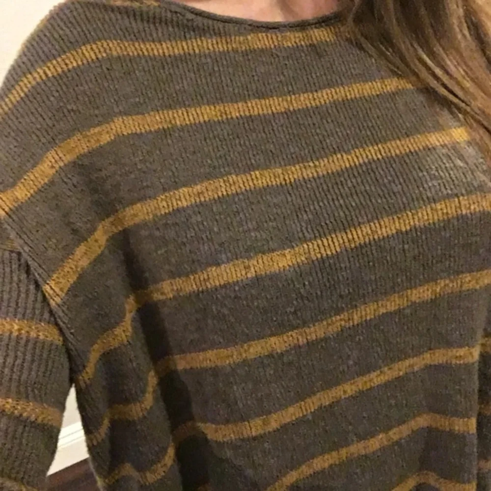 Free People Women's brown and yellow striped Oversized Sweater size XS - Picture 4 of 4